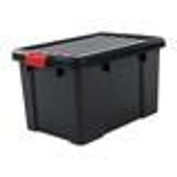 Iris Ohyama Lot de 3 boîtes de rangement 50 L - Clips de fermeture - L59 x l38.5 x H32 cm - Noir