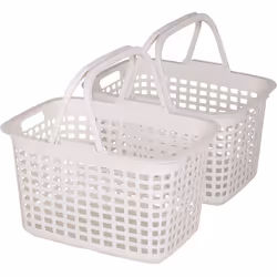 Iris Ohyama Lot de 2 paniers à linge 25 L - 2 poignées solides - L31.5 x l44.5 x H27 cm - Blanc