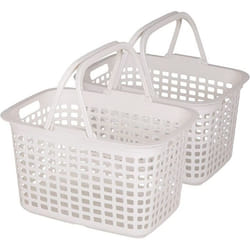 Iris Ohyama Lot de 2 paniers à linge 25 L - 2 poignées solides - L31.5 x l44.5 x H27 cm - Blanc