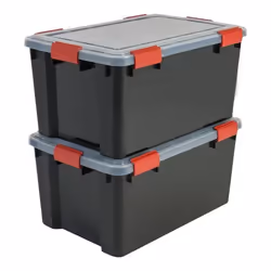 IRIS OHYAMA Lot de 2 boîtes de rangement hermétique - Air Tight Box - AT-L - Noir et transparent - 50 L - 59 x 39 x 29 cm
