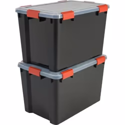 IRIS OHYAMA Lot de 2 boîtes de rangement hermétiques Air Tight Box AT-LD - Plastique - 70 L - 59 x 39 x 38 cm - Noir et Rouge