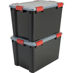 IRIS OHYAMA Lot de 2 boîtes de rangement hermétiques Air Tight Box AT-LD - Plastique - 70 L - 59 x 39 x 38 cm - Noir et Rouge