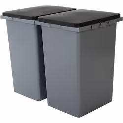 Iris Ohyama Lot de 2 poubelles pour tri sélectif 45 L - Clipsable - L38 x l33.5 x H55 cm - Gris / Noir