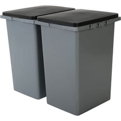 Iris Ohyama Lot de 2 poubelles pour tri sélectif 45 L - Clipsable - L38 x l33.5 x H55 cm - Gris / Noir
