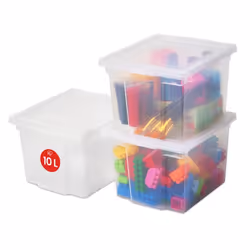Iris Ohyama Lot de 3 boîtes de rangement 10L - Avec couvercle - L29 x l24 x H18.5 cm - Transparent