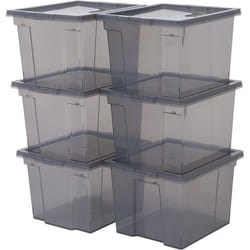 Iris Ohyama Lot de 6 boîtes de rangement 10L - Avec couvercle - L29 x l24 x H18.5 cm - Gris