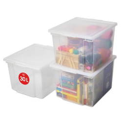Iris Ohyama Lot de 3 boîtes de rangement 30 L - Avec couvercle - L42 x l35.5 x H26.5 cm - Transparent