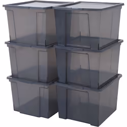 Iris Ohyama Boite rangement plastique Boite de rangement bureau de 30L Lot de 6 Sans BPA USB-M Gris - L42 x P35.5 x H26.5 cm