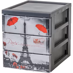 Iris Ohyama Armoire de rangement 3 tiroirs de 2L  - Avec roues - L26 x l19 x H22 cm - Paris