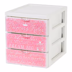 Iris Ohyama Armoire de rangement 3 tiroirs de 2L - Avec roues - L26 x l19 x H22 cm - Princesse
