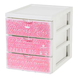 Iris Ohyama Armoire de rangement 3 tiroirs de 2L  - Avec roues - L26 x l19 x H22 cm - Princesse