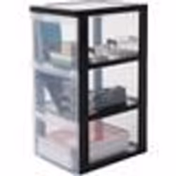 Iris Ohyama Tour de rangement A4 3 Tiroirs de rangement bureau transparent 15L avec roues DC-303 Plastique Noir- L29 x...