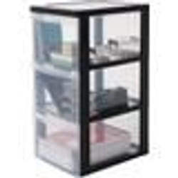 Iris Ohyama Tour de rangement A4 3 Tiroirs de rangement bureau transparent 15L avec roues DC-303 Plastique Noir- L29 x...