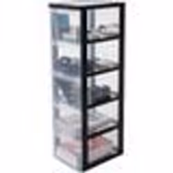 Iris Ohyama Tour de rangement A4 5 Tiroirs de rangement bureau transparent 15L aves roues DC-305 Plastique Noir- L29 x...