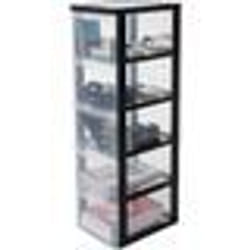 Iris Ohyama Tour de rangement A4 5 Tiroirs de rangement bureau transparent 15L aves roues DC-305 Plastique Noir- L29 x...