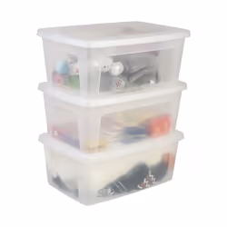 Iris Ohyama Lot de 3 boîtes de rangement 11 L - Empilable - L39.5 x l26.5 x H16 cm - Transparent