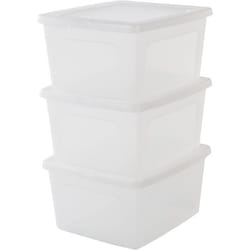 Iris Ohyama Lot de 3 boîtes de rangement 18L - Empilable - L39.5 x l34 x H20 cm - Transparent