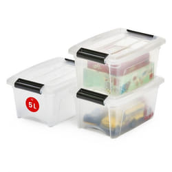 Iris Ohyama Lot de 3 boîtes de rangement 5L - Empilable - L28 x l19.5 x H14.5 cm - Transparent