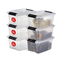 Iris Ohyama Lot de 6 boîtes de rangement 5L - Empilable - L28 x l19.5 x H14.5 cm - Transparent