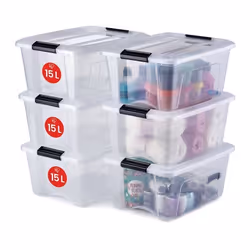 IRIS OHYAMA Lot de 6 boîtes de rangement empilables - Transparent - 15 L - 395 x 29 x 186 cm