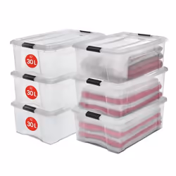 IRIS OHYAMA Lot de 6 boîtes de rangement empilables - Transparent - 30 L - 58 x 395 x 205 cm