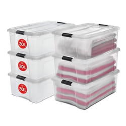 IRIS OHYAMA Lot de 6 boîtes de rangement empilables - Transparent - 30 L - 58 x 395 x 205 cm