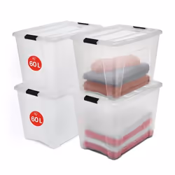 IRIS OHYAMA Lot de 4 boîtes de rangement empilables - Transparent - 45 L - 58 x 395 x 34 cm