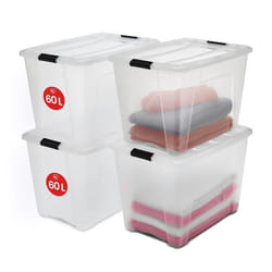 IRIS OHYAMA Lot de 4 boîtes de rangement empilables - Transparent - 45 L - 58 x 395 x 34 cm