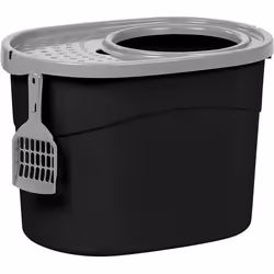 Maison De Toilette Pour Chat Avec Couvercle À Trous, Entrée Par Le Haut Et Pelle - Plastique, Noir, 52 X 37,5 X 36,5 Cm, Tail ...