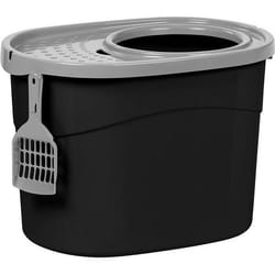 Maison De Toilette Pour Chat Avec Couvercle À Trous, Entrée Par Le Haut Et Pelle - Plastique, Noir, 52 X 37,5 X 36,5 Cm, Taille Unique