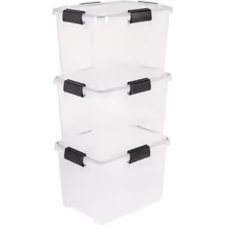 IRIS OHYAMA Lot de 3 boîtes de rangement hermétiques - Air Tight Box - AT-SD - Plastique - Transparent - 28 L - 39 x 29 x 26  ...