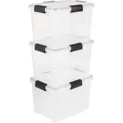 IRIS OHYAMA Lot de 3 boîtes de rangement hermétiques - Air Tight Box - AT-SD - Plastique - Transparent - 28 L - 39 x 29 x 26 cm