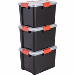 IRIS OHYAMA Lot de 3 boîtes de rangement Hermétiques - Air Tight Box - AT-SD - Noir et transparent - 28 L - 39 x 29 x 26 cm