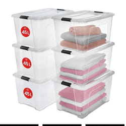 IRIS OHYAMA Lot de 6 boîtes de rangement empilables - Transparent - 45 L - 58 x 39 5 x 30 5 cm