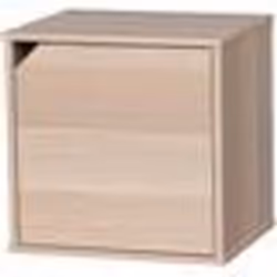 Iris Ohyama Étagère de rangement Meuble dappoint avec clips Empilable - QR-34D- Marron clair - L29 x P34.4 x H34.4 cm