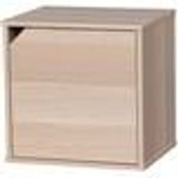 Iris Ohyama Étagère de rangement Meuble dappoint avec clips Empilable - QR-34D- Marron clair - L29 x P34.4 x H34.4 cm