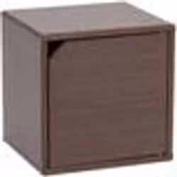 Iris Ohyama Étagère de rangement Meuble dappoint avec clips Empilable - QR-34D- Marron - L29 x P34.4 x H34.4 cm