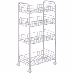 Chariot de rangement sur roulettes - Iris Ohyama - DMC-4 - Blanc - L25 x P40 x H85 cm