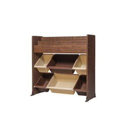 Iris Ohyama Étagère pour jouets Meuble Bibliothèque pour enfant 6 coffres -ETHR-26-Marron - L34.7 x P86.3 x H79.8 cm