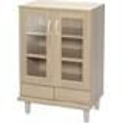 Iris Ohyama Meuble de rangement Buffet Vaisselier 3 Étagères réglables - KPB-9360 - Marron Clair - L42.3 x P60 x H93.7...