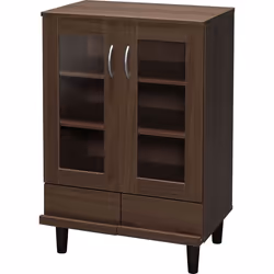 Iris Ohyama Meuble de rangement Buffet Vaisselier 3 Étagères réglables - KBN-9390 - Marron - L42.3 x P60 x H93.7 cm
