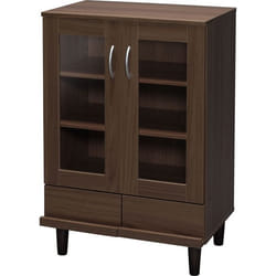 Iris Ohyama Meuble de rangement Buffet Vaisselier 3 Étagères réglables - KBN-9390 - Marron - L42.3 x P60 x H93.7 cm