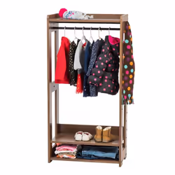Iris Ohyama Porte-manteau Penderie vêtements enfant Portant pour enfant - KWR-1 - Marron - L32 x P60 x H120 cm