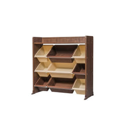 Iris Ohyama Étagère pour jouet Meuble de rangement enfant 9 coffres amovibles - TKTHR-39 - Marron - L34.8 x P86.3 x H79.8...
