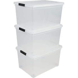 Iris Ohyama Boîte plastique Lot de 3 50 L Clips - NCS-320 - Transparent - L54 x P39.5 x H30.5 cm