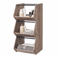 Iris Ohyama Étagère de rangement Meuble dappoint 1 porte Empilable - IWB-400 - Marron Cendré - L40 x P38.8 x H91.7 cm