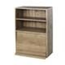 Iris Ohyama Meuble avec portes Étagère avec 2 compartiments modulables - CHR-1 - Marron Cendré - L59 x P40.9 x H83.6 cm