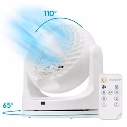 Ventilateur De Table Puissant Avec Télécommande, Minuteur, Oscillation, 23M², 50W - Woozoo Pcf-Mkc18 - Blanc, 29.1 X 19.1 X 3 ...