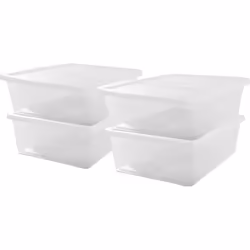IRIS OHYAMA Set de 4 boîtes de rangement avec couvercle NCB-28 - 4x 28 L - L54 x l39.5 x H17 cm - Transparent