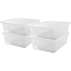 IRIS OHYAMA Set de 4 boîtes de rangement avec couvercle NCB-28 - 4x 28 L - L54 x l39.5 x H17 cm - Transparent
